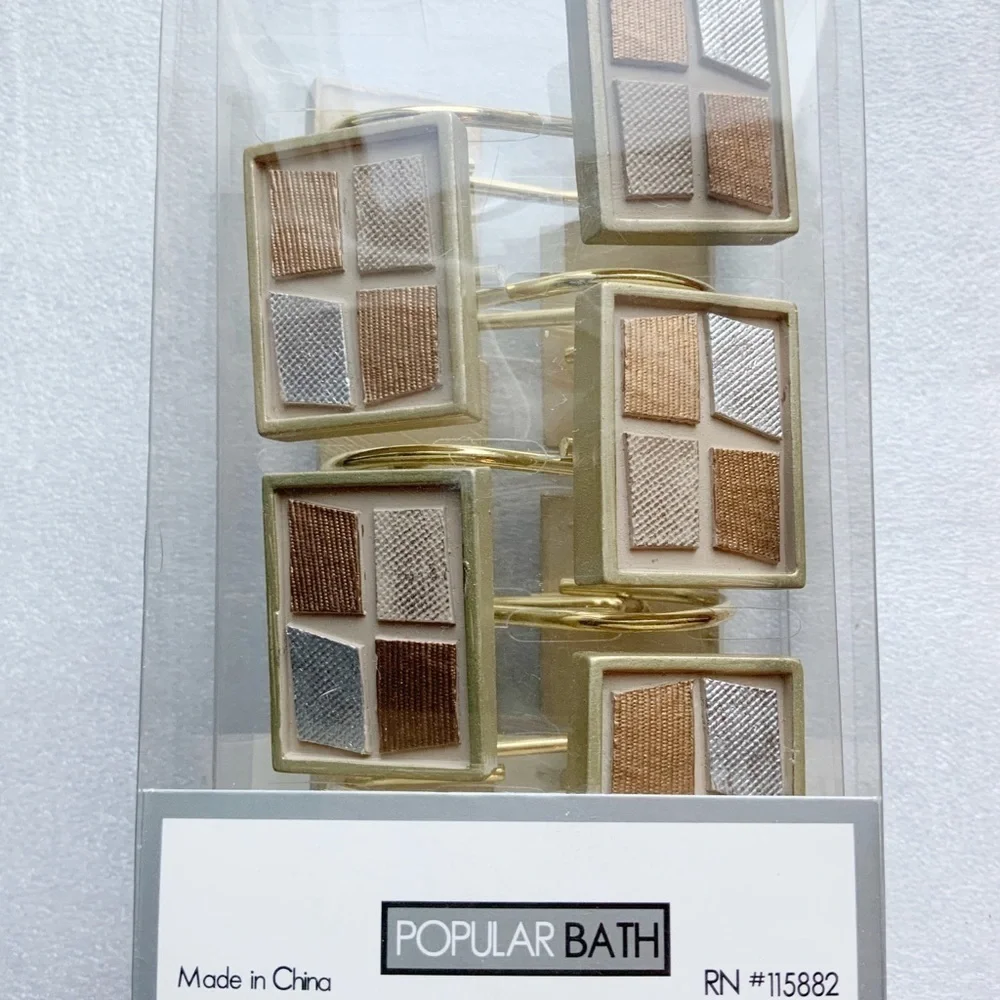 Mosaic Stone Bronze Shower Hooks by Popular Bath Set of Resin 12 Hooks NEW